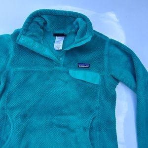 Patagonia Retool Snap Placket Teal Fleece Jacket M
